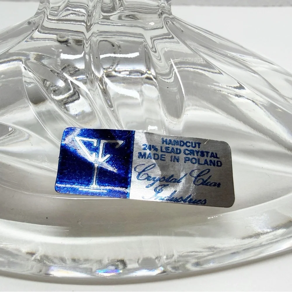 Vintage Crystal Clear Signatures Lead Crystal Floral Dual Candlestick